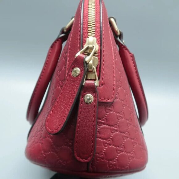 GUCCI Dome Red GG Leather Satchel 380-020125 - Picture 4 of 12